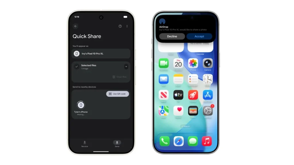 Android Quick Share AirDrop Pixel 10