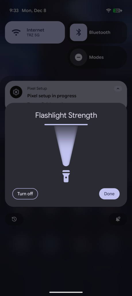 Flashlight Control Android 16