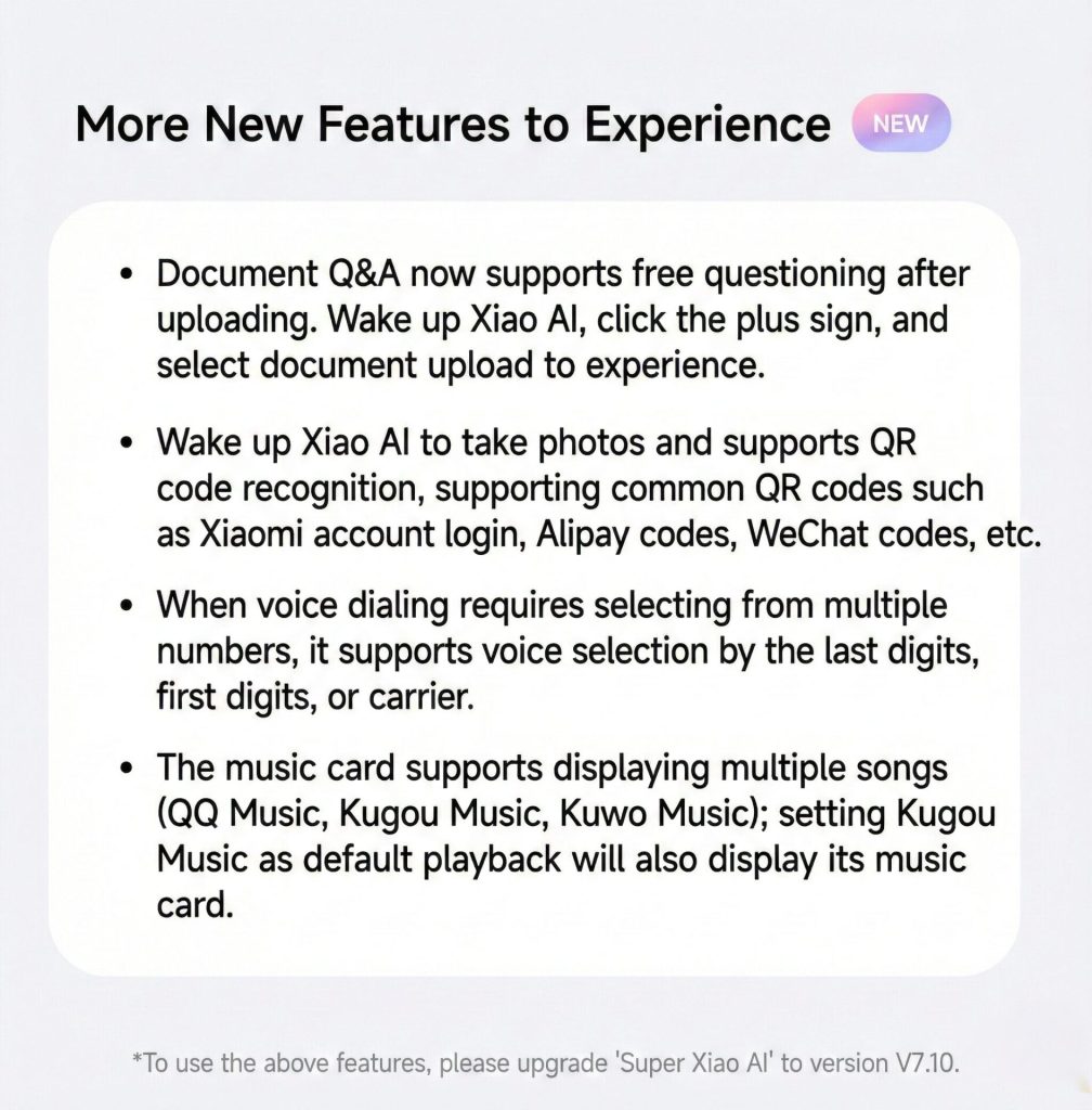 New XiaoAI Update 6