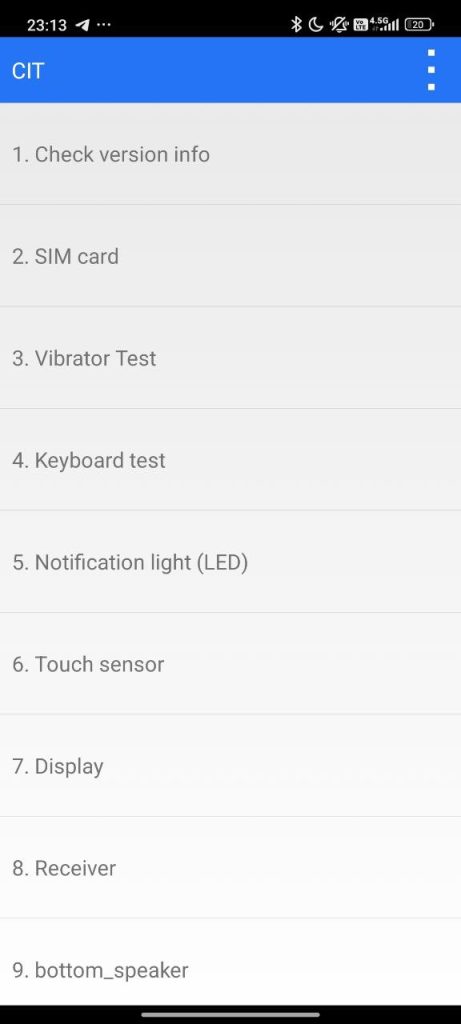 Xiaomi CIT menu 2