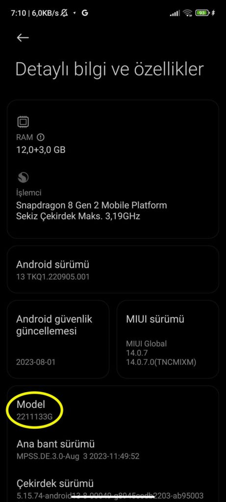 Model number