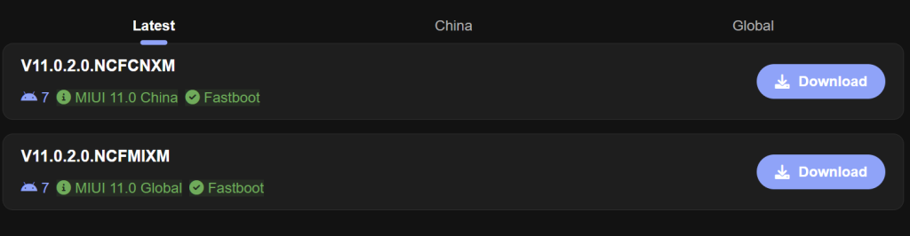 Old Xiaomi update system