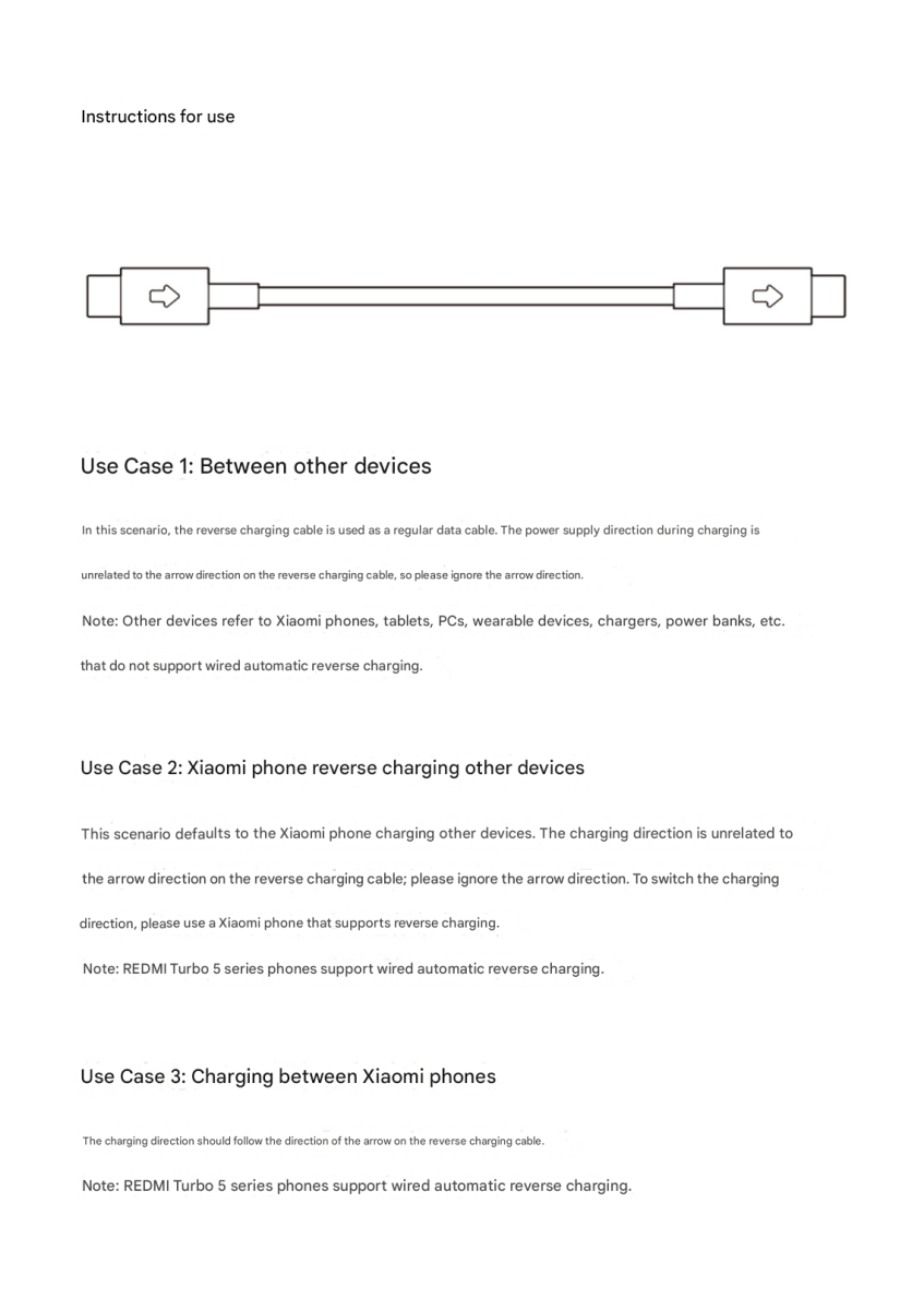 Xiaomi 16cm dual charging cable