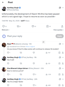 Meglepetés a Xiaomi háza táján: Megállt a 18 Ultra fejlesztése?