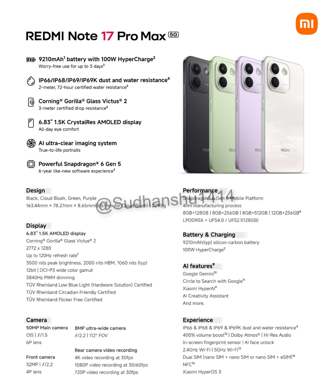 "Félelmetes teljesítmény: Sztárbajnok a REDMI Note 17 Pro Max 9210mAh akkumulátorral!"