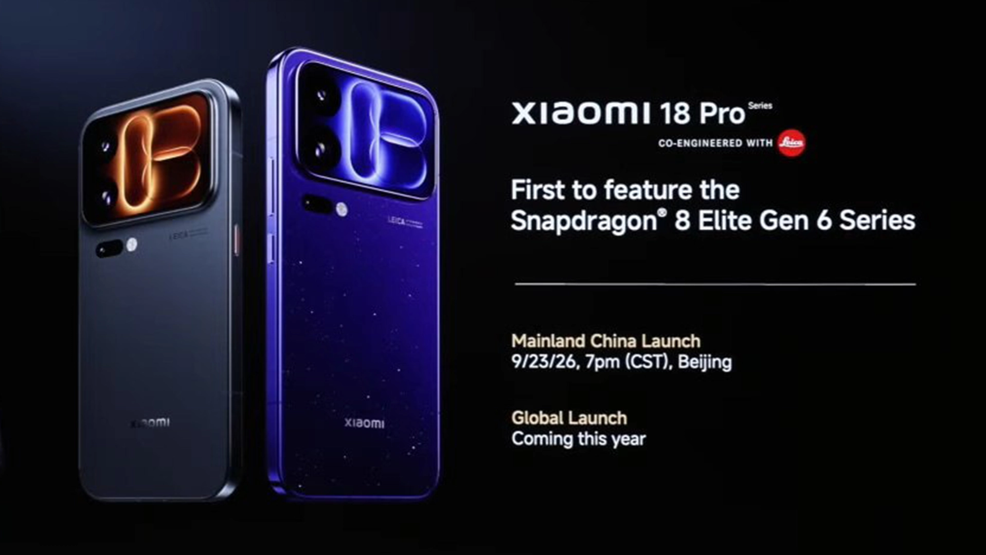 Xiaomi 18 Pro series launches with Snapdragon 8 Elite Gen 6 and up to 8,500mAh battery Xiaomi 18 Pro series