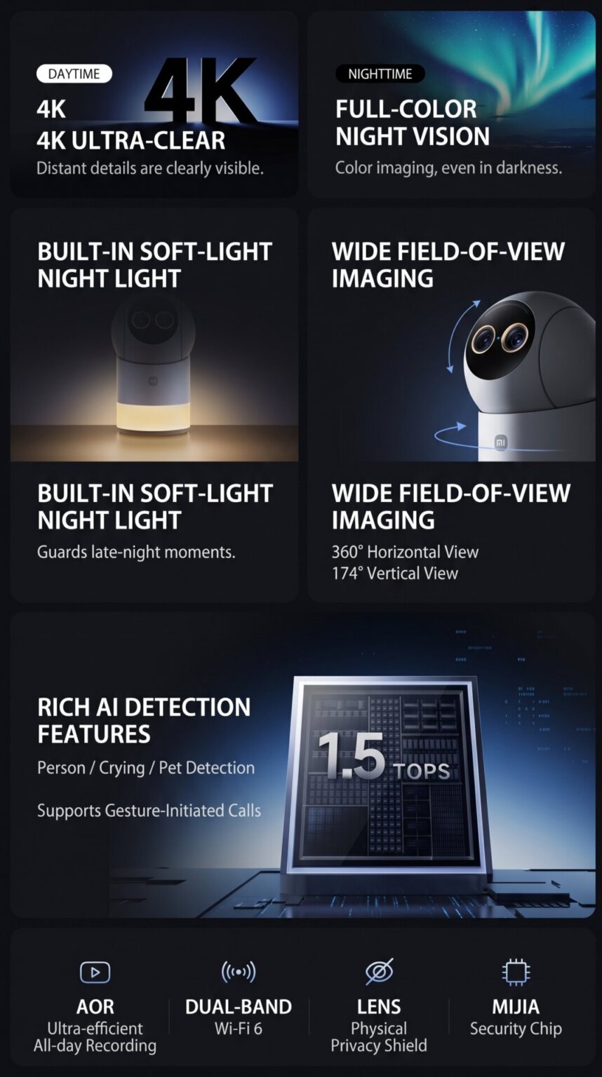 Xiaomi bemutatja az új 4K színes éjjellátó kameráját, mesterséges intelligenciával!