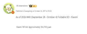 Xiaomi 18 Fold: 100 000 eladott példány az első hónapban!